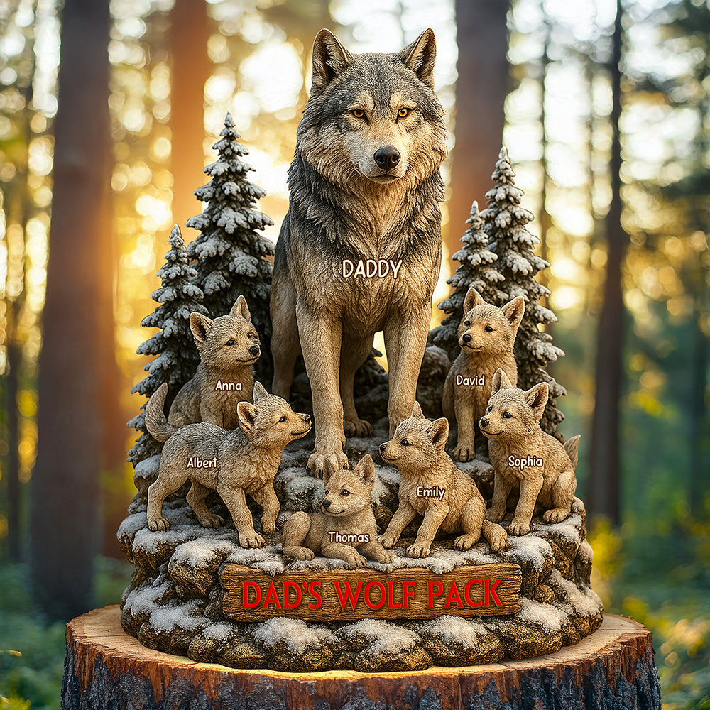 Dad'S Wolf Pack Acrylic Plaque Personalized Xmas Gifts For Dad 02Xqqn030525 - Image 2
