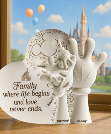 Where Love Begins – Christmas Family Hand Plaque With Custom Names 03Ohlu270525