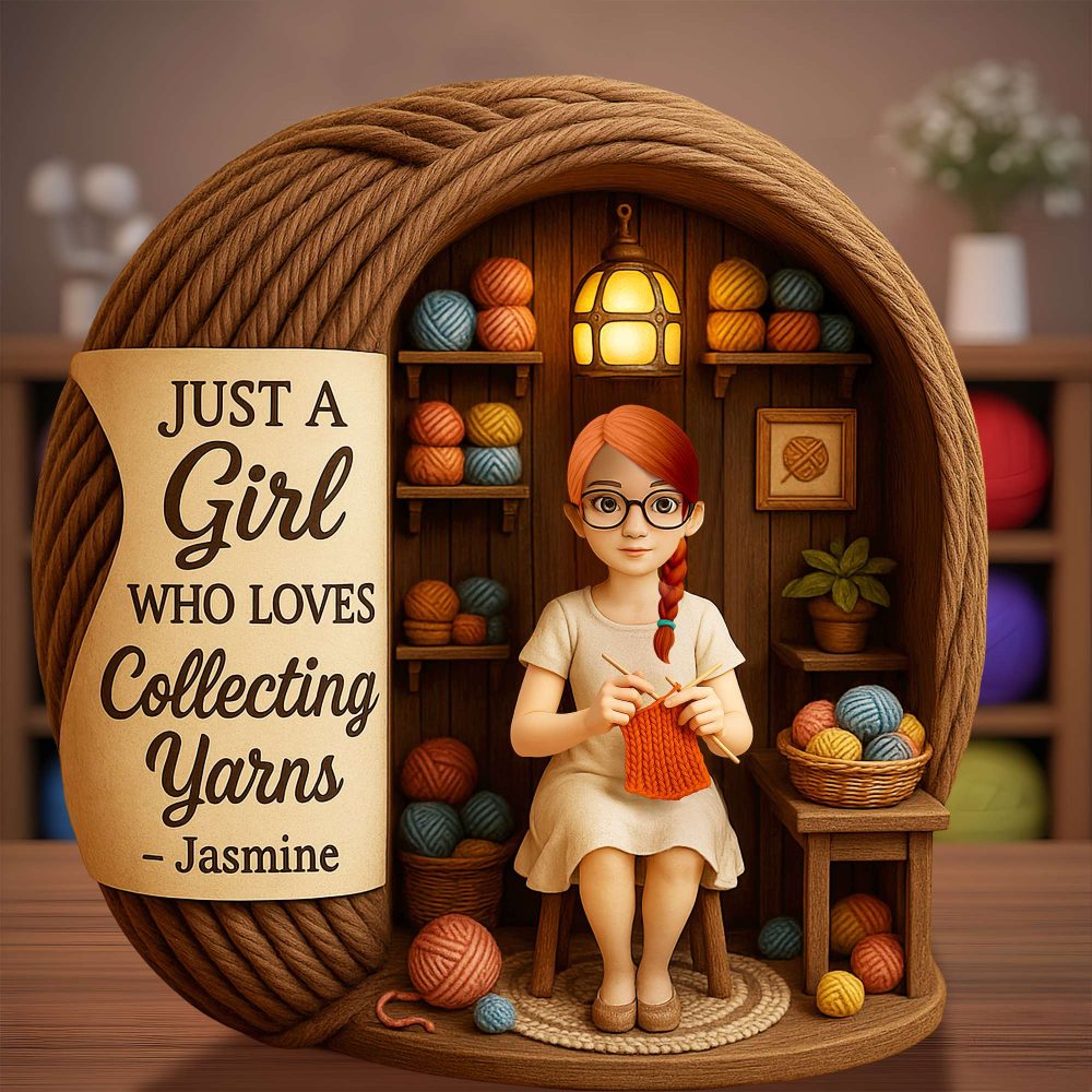 Collecting Yarn Girl Acrylic Plaque - Personalized Gifts For Knitting Lovers 06Tolu190725 - Image 3