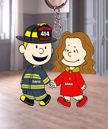 Firefighter Couple Keychain - Personalized Gifts For Couple - Happily Holding Hand