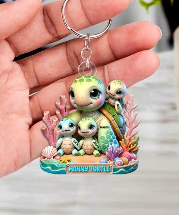 Personalized Gifts For Mom Keychain Mommy Turtle 01Qhtn180425