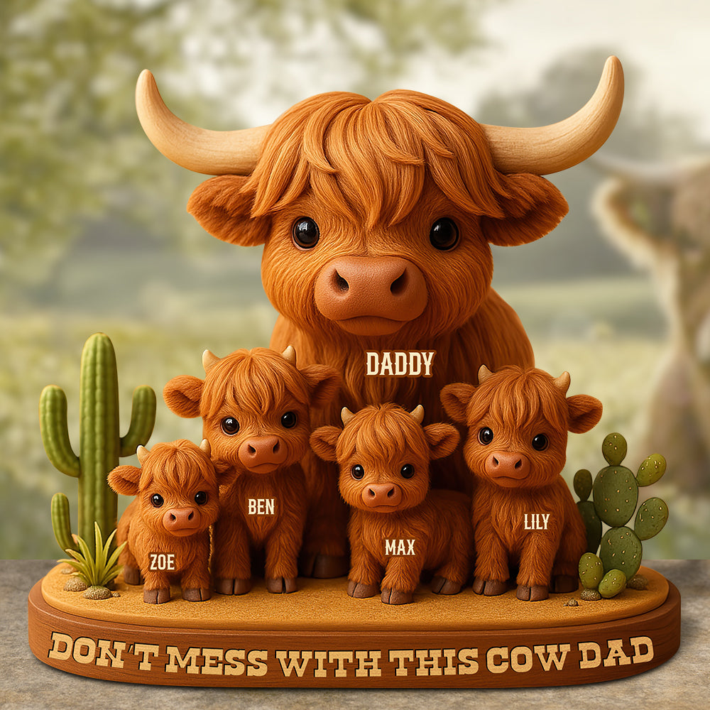 Highland Cow Dad Acrylic Plaque Personalized Gifts For Dad 04Xqdt010525 - Image 2