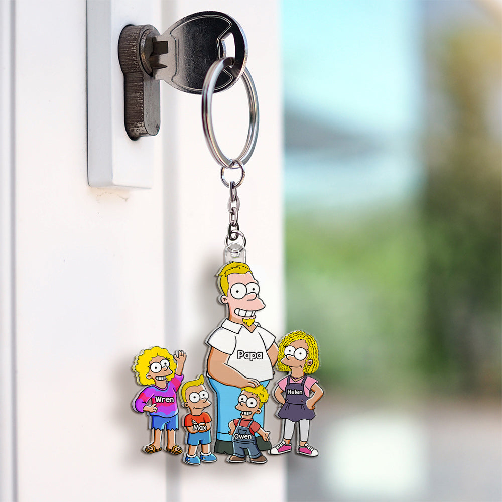 Funny Dad & His Little Ones Acrylic Keychain - Personalized Gifts For Father 01Qhhu160525Pa - Image 3
