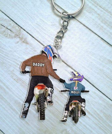Personalized Gifts For Dad Keychain Motocross Dad And Kid 02Qhhu220125Tm