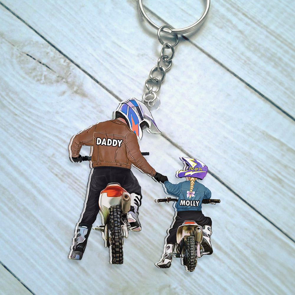 Personalized Gifts For Dad Keychain Motocross Dad And Kid 02Qhhu220125Tm