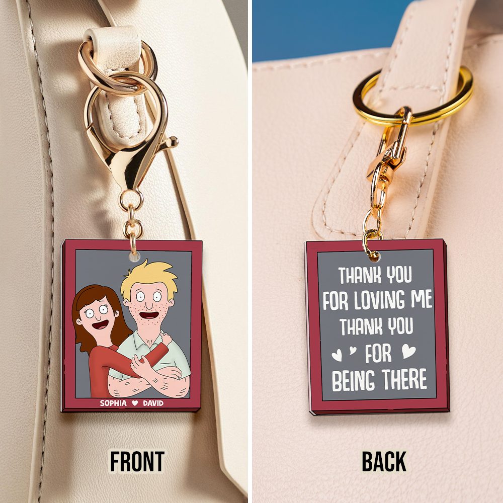 Personalized Gifts For Couple Keychain 01Hutn040225Hg Thank You For Loving Me And Being There - Image 2