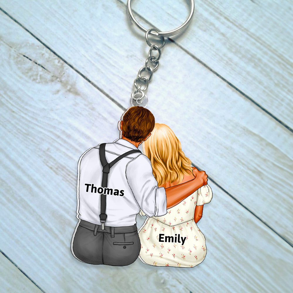 Personalized Gifts For Couple Keychain Hugging Couple 07Qhhu150125Tm - Image 3