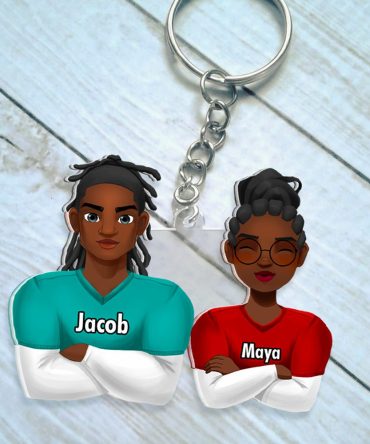 Personalized Gifts For Couple Keychain Football Lover Couple 031Qhhu200125Hg