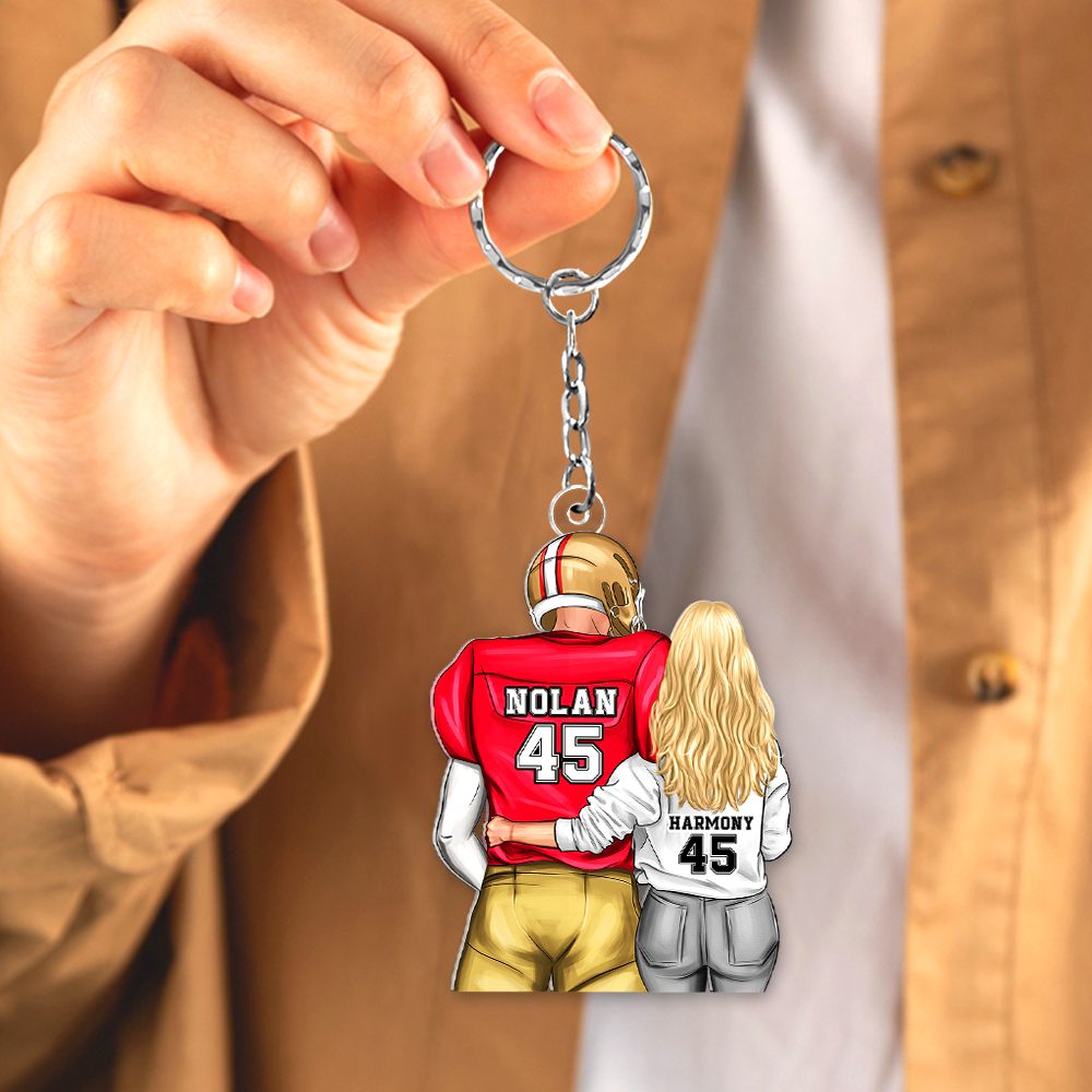 Personalized Gifts For Couple Keychain Couple Hugging Back View 072Qhhu110125Tm - Image 2