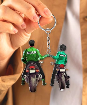 Personalized Gifts For Couple Keychain Biker Couple 04Qhhu100124Tm