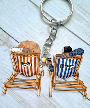 Personalized Gifts For Couple Keychain Couple On The Beach 11Qhhu150125Tm