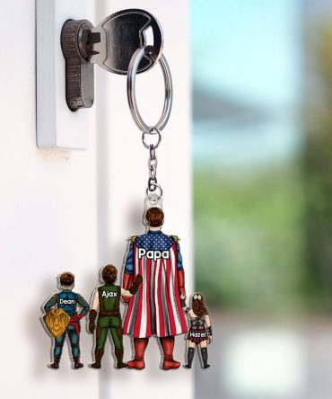 Super Dad Keychain - Personalized Gifts For Dad 06Qhhu160525Hg