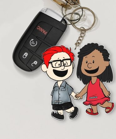 Couple Keychain - Walking Hand In Hand - Personalized Anniversary Gifts