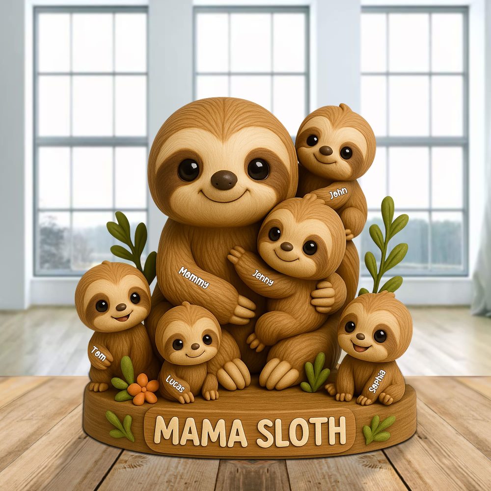 Personalized Christmas Gifts For Mom Plaque Mama Sloth 06Natn150425 - Image 3