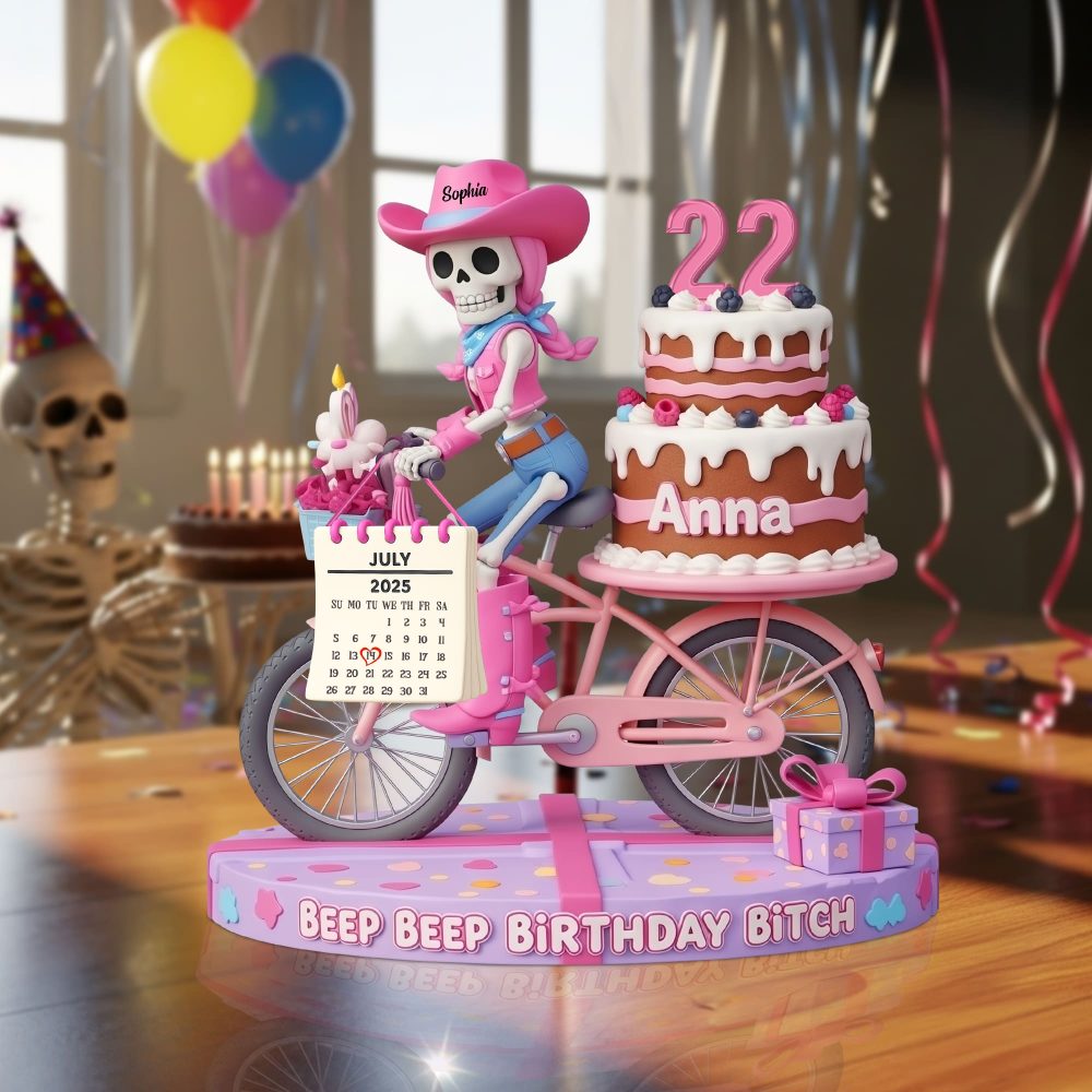 Personalized Birthday Gifts For Friend Acrylic Plaque, Funny Cowgirl Skull 04Tgtn230625 - Image 3