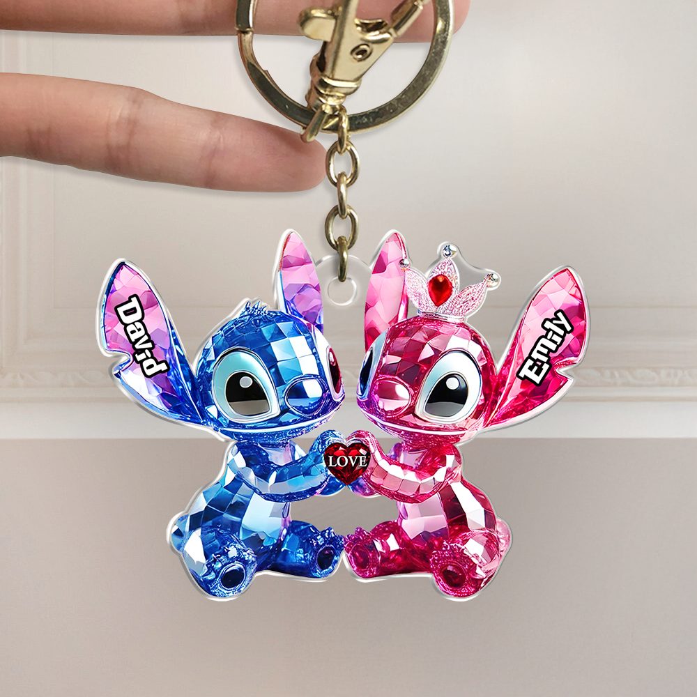 Blue Monster Couple Acrylic Keychain - Personalized Gifts For Couples 05Tgpu280525