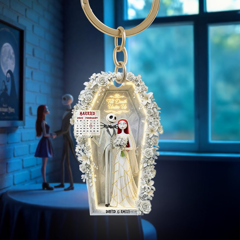 Spooky Couple Keychain - Personalized Wedding Gifts For Couple 05Ohpu270625Tt - Image 2