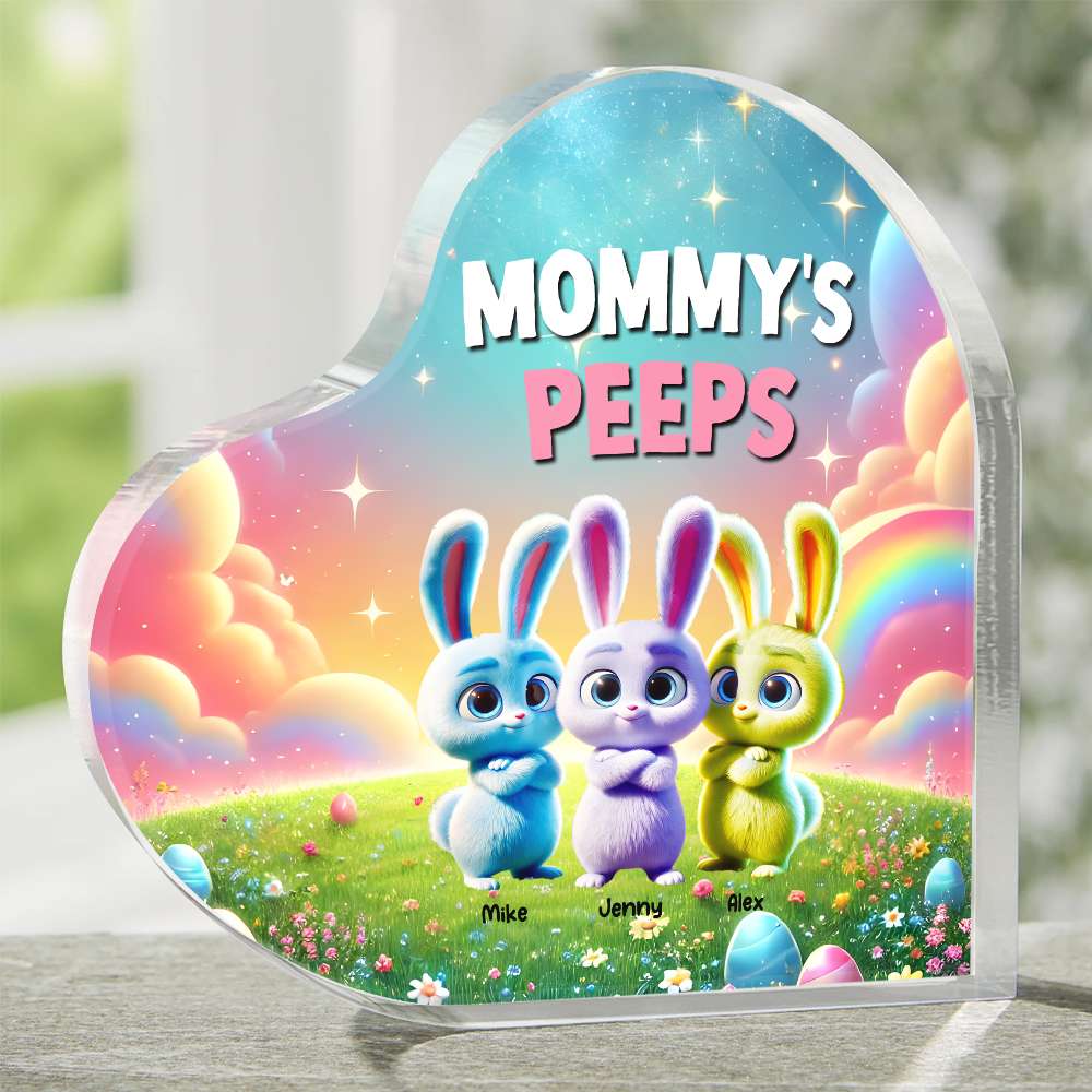 Personalized Gifts For Mom Heart Plaque, Bunny Peeps Easter Day 02Tgmh110325 - Image 3