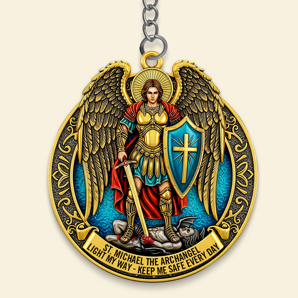St. Michael The Archangel Keychain Gifts For Catholic 05Hudt290525 - Image 3