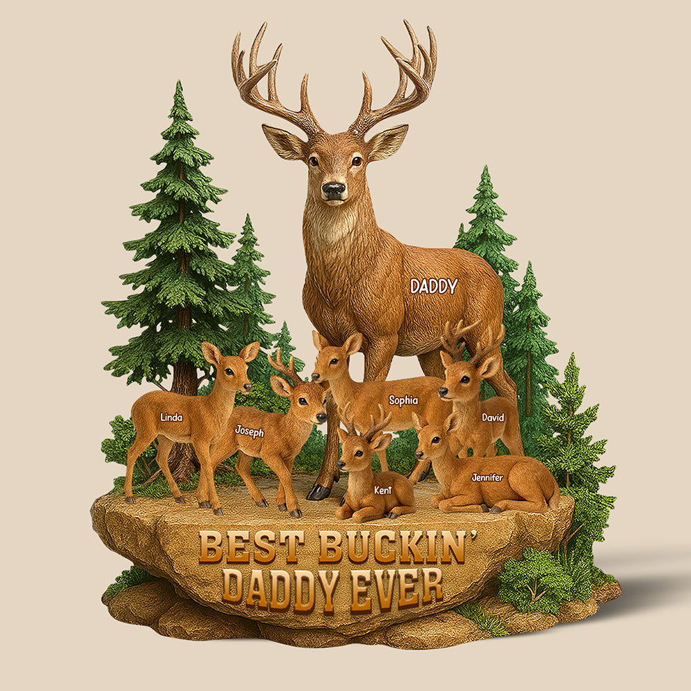 Festive Buck Family Plaque – Custom Christmas Gifts For Outdoor-Loving Dad 03Naqn150425 - Image 3