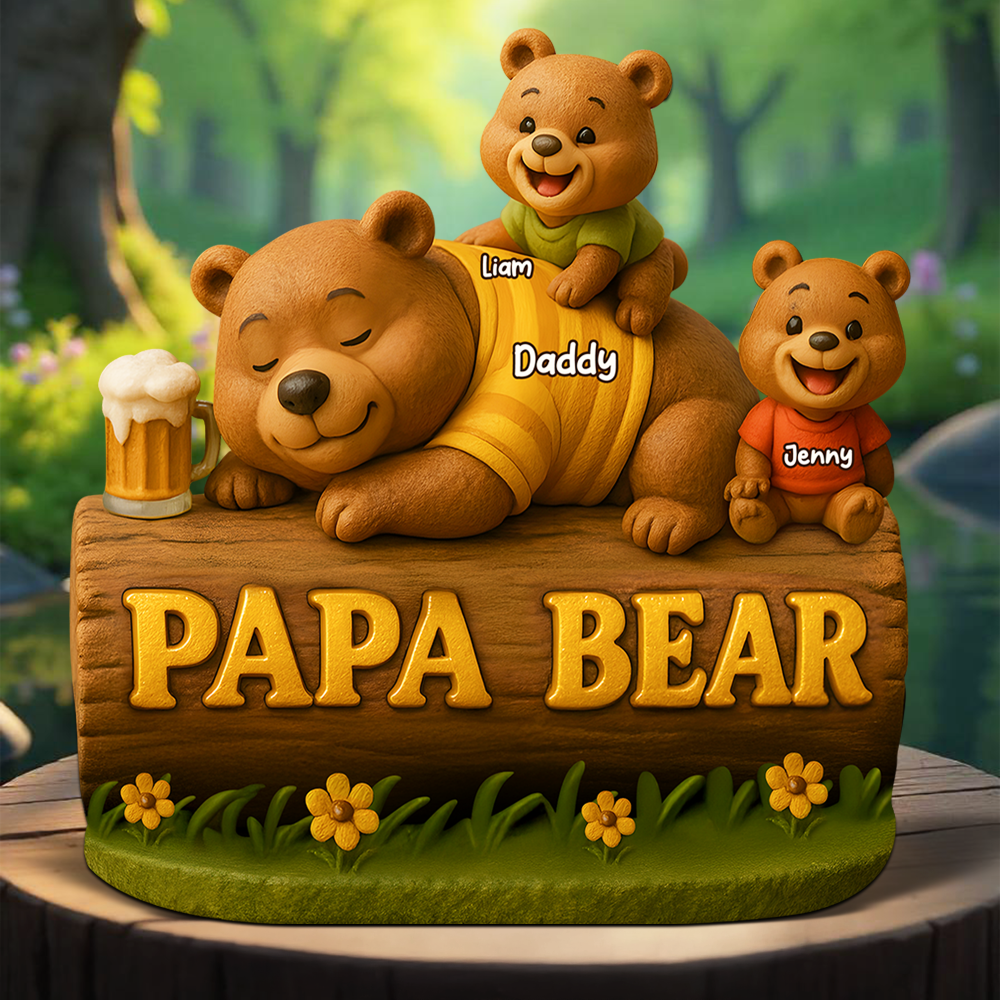 Papa Bear Plaque - Personalized Gifts For Dad 03Topu030525 - Image 3