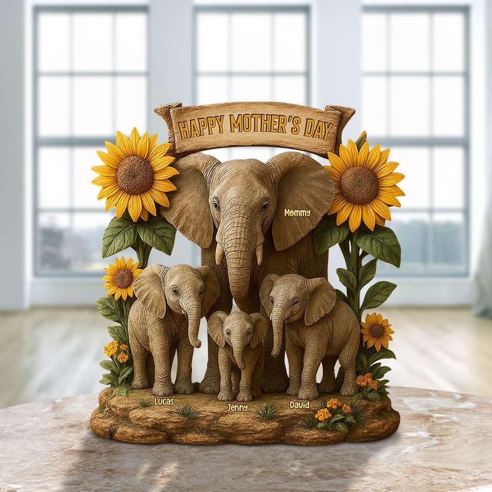 Elephant Mom Plaque - Personalized Christmas Gifts For Mom 01Xqtn080425 - Image 3