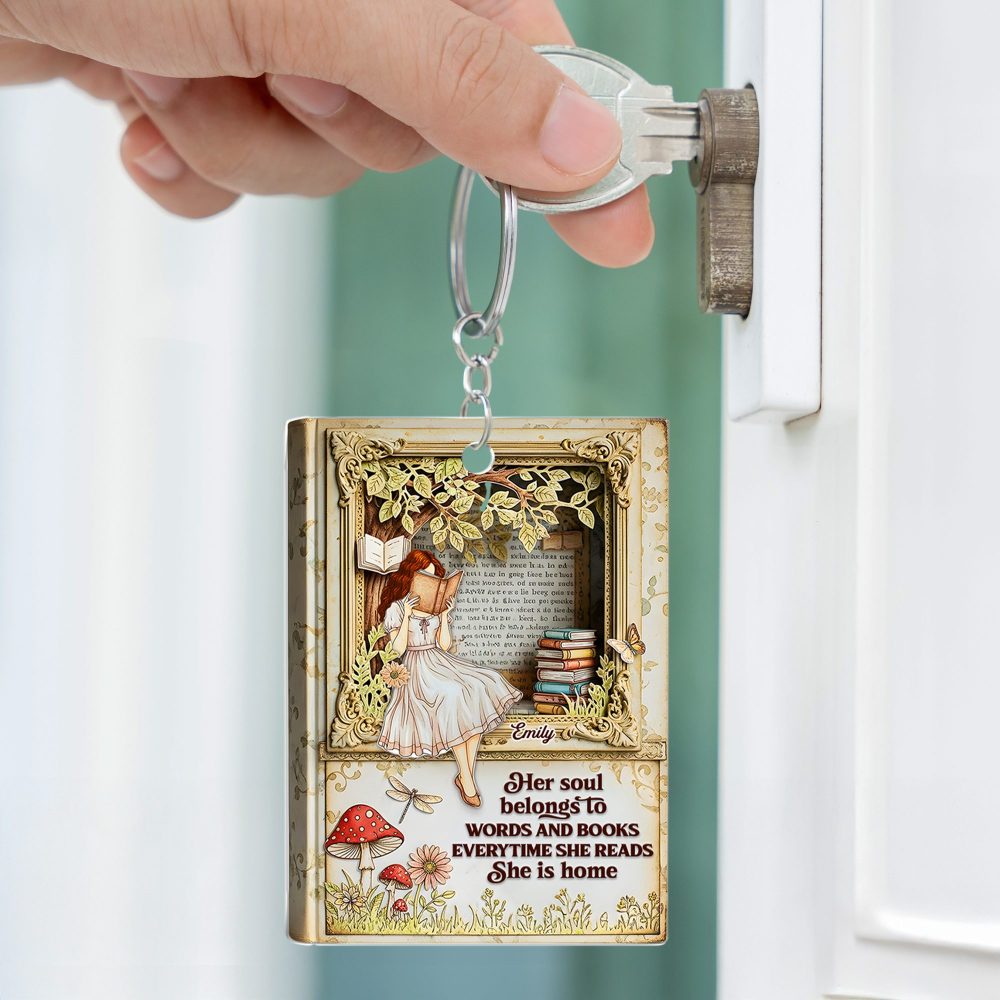 Lady Lair In A Book Acrylic Keychain, Personalized Gifts For Reading Girl 03Qhpu030625 - Image 3