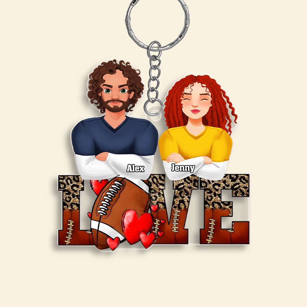 Personalized Gifts For Football Lover Acrylic Keychain Couple Valentine 01Xqmh101224Hg - Image 3