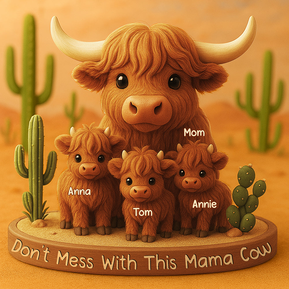 Highland Cow Mama Acrylic Plaque - Personalized Christmas Gifts For Mom 03Xqdt150425 - Image 3