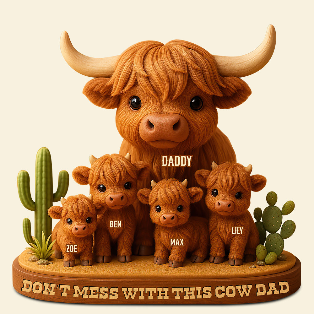 Highland Cow Dad Acrylic Plaque Personalized Gifts For Dad 04Xqdt010525 - Image 3
