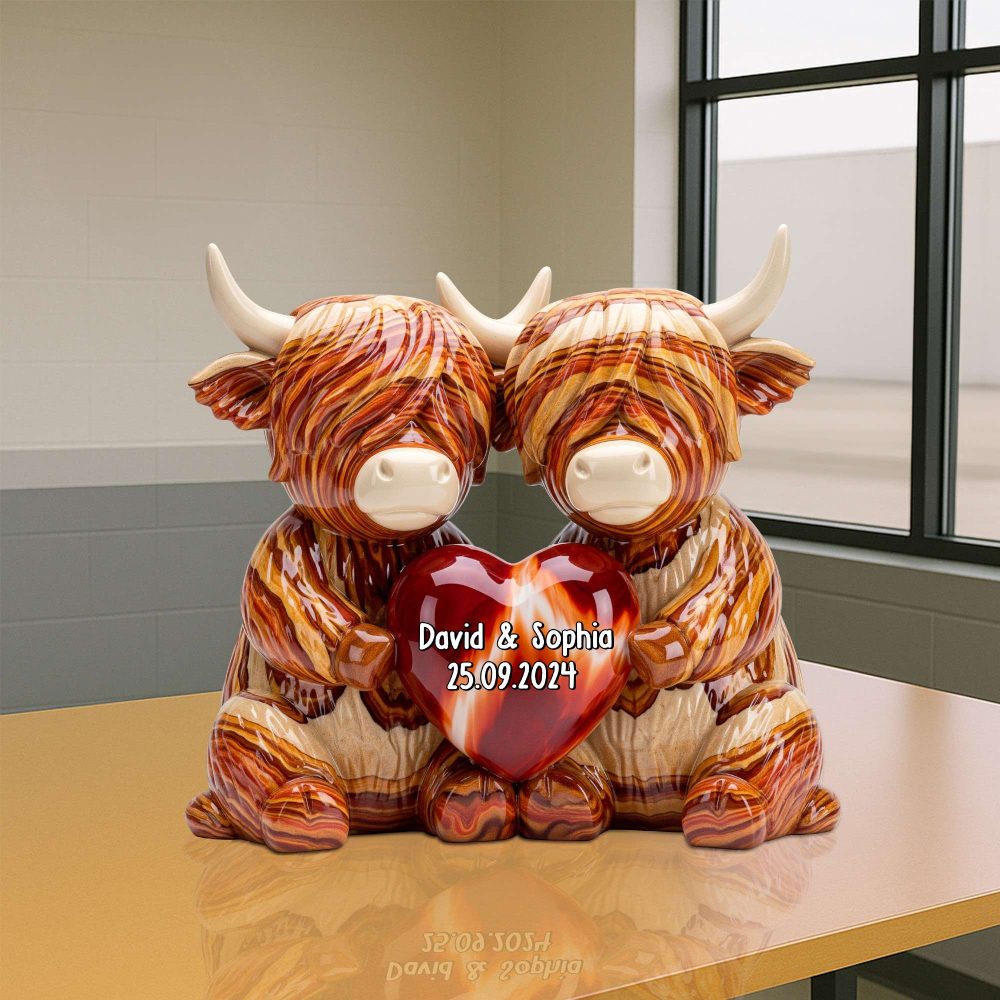 Highland Cow Couple Acrylic Plaque - Personalized Gifts For Couple 03Natn190625 - Image 3