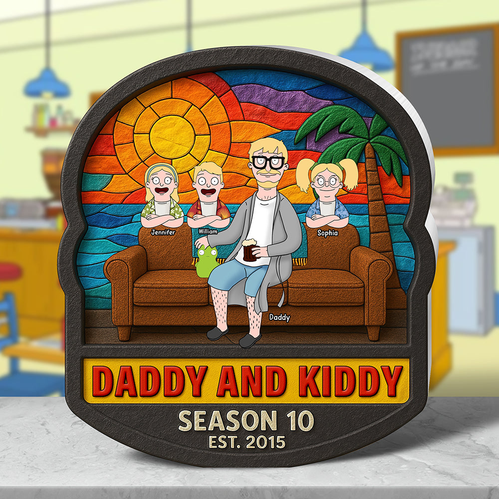 Daddy And Kiddy Acrylic Plaque - Personalized Gifts For Dad 05Ohqn290425Pahg