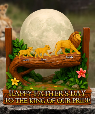 Lion Dad Plaque - Personalized Gifts For Dad 01Napu020525