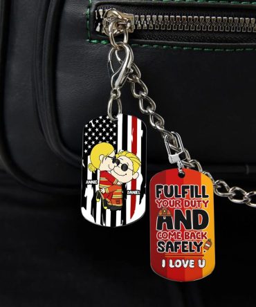 Personalized Gift For Firefighter Couple Keychain Stainless Steel 05Tolu150125Hg