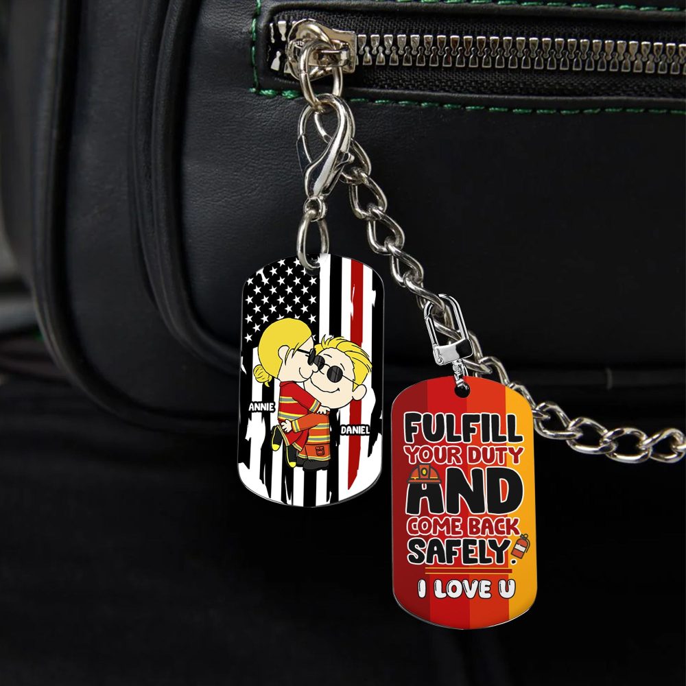 Personalized Gift For Firefighter Couple Keychain Stainless Steel 05Tolu150125Hg
