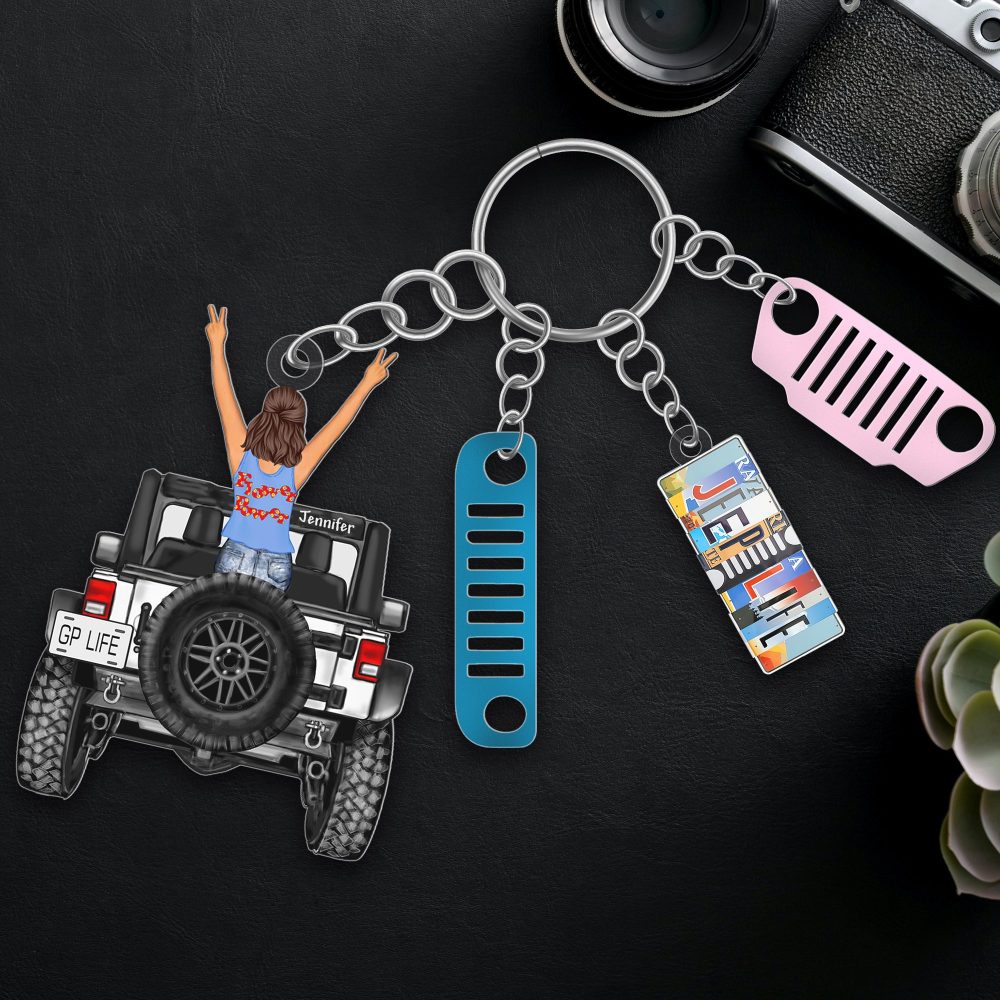 Personalized Gifts For Off Road Girl Keychain With License Plate Charms 05Qhqn200624Hn