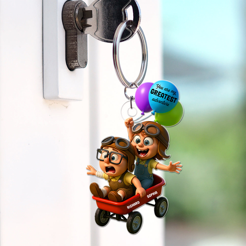 Festive Adventure Ride Keychain – Personalized Gifts For Couple 04Toqn270525 - Image 2