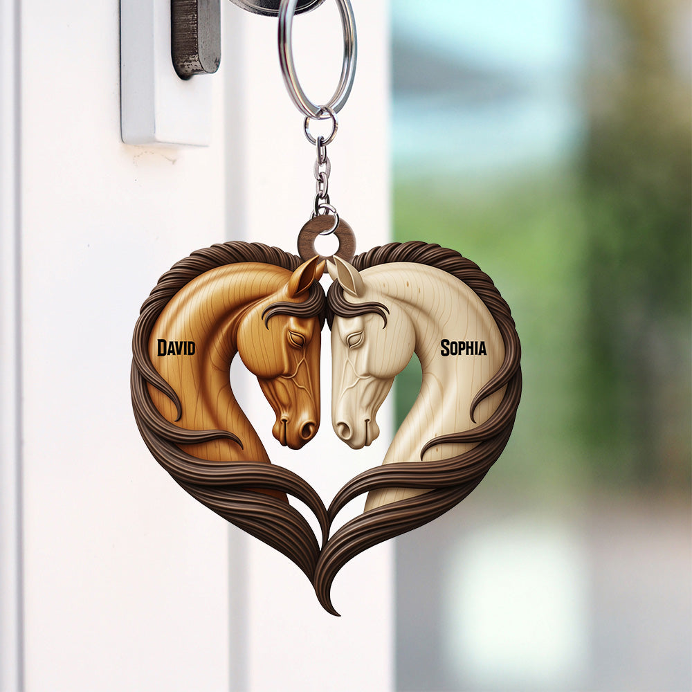 Horse Couple Keychain - Personalized Gifts For Couple 06Natn140625 - Image 2