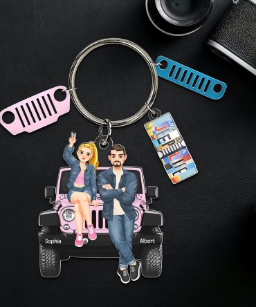 Personalized Gifts For Off-Road Couple Keychain With Charms 08Qhqn190724Pa, License Plate Charms