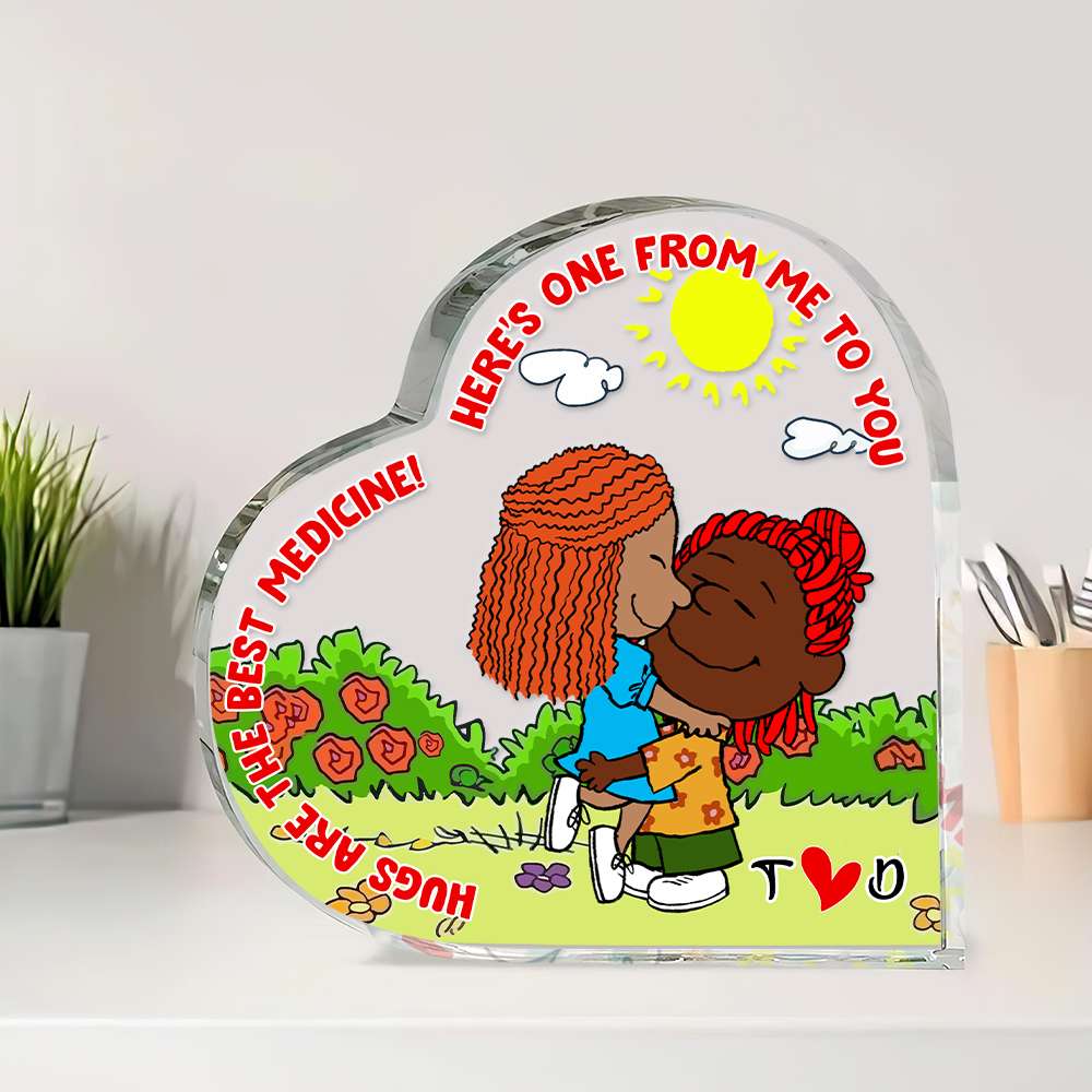Personalized Gifts For Couple Heart Shaped Acrylic Plaque, Hugs Are The Best Medicine 01Tglu041224Hg - Image 2