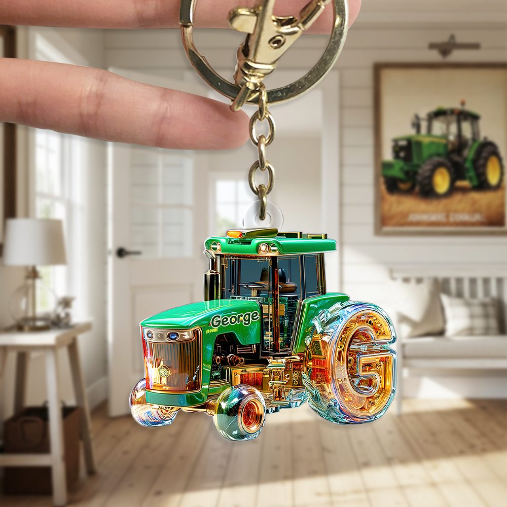 Personalized Gifts For Tractor Lovers Keychain, Any Letter 01Tgpu240625 - Image 3