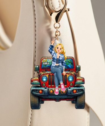 Personalized Gifts For Off-Roaders Keychain 01Tgtn070225Pa Stained Glass Effect Car