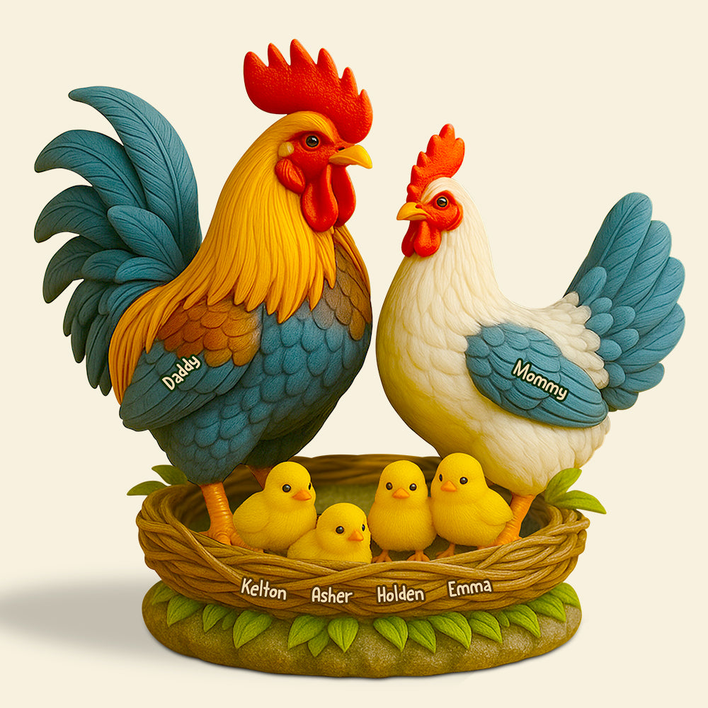 Chicken Family Acrylic Plaque Personalized Gifts For Dad 05Xqdt030525 - Image 3