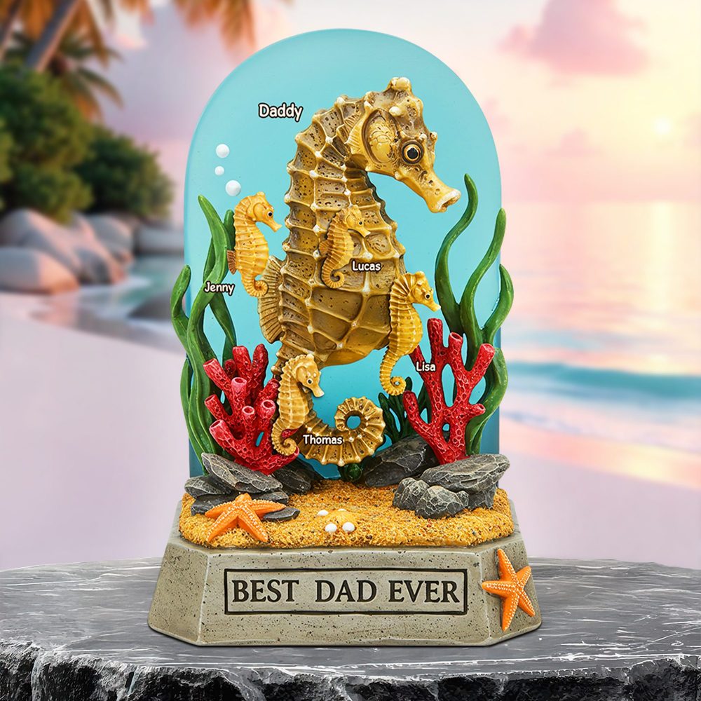 Seahorse Dad Plaque - Personalized Gifts For Dad 02Qhpu100525 - Image 3