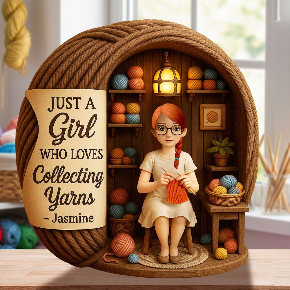 Collecting Yarn Girl Acrylic Plaque - Personalized Gifts For Knitting Lovers 06Tolu190725 - Image 4
