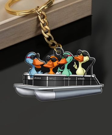 Personalized Gifts For Pontoon Lovers Keychain, Pontoon Duck Jolly Holiday 011Qhqn310823