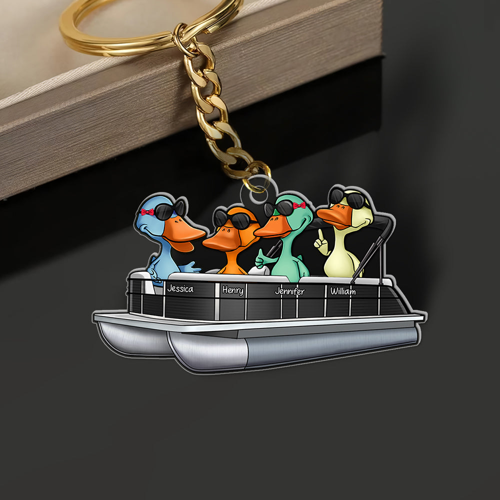 Personalized Gifts For Pontoon Lovers Keychain, Pontoon Duck Jolly Holiday 011Qhqn310823