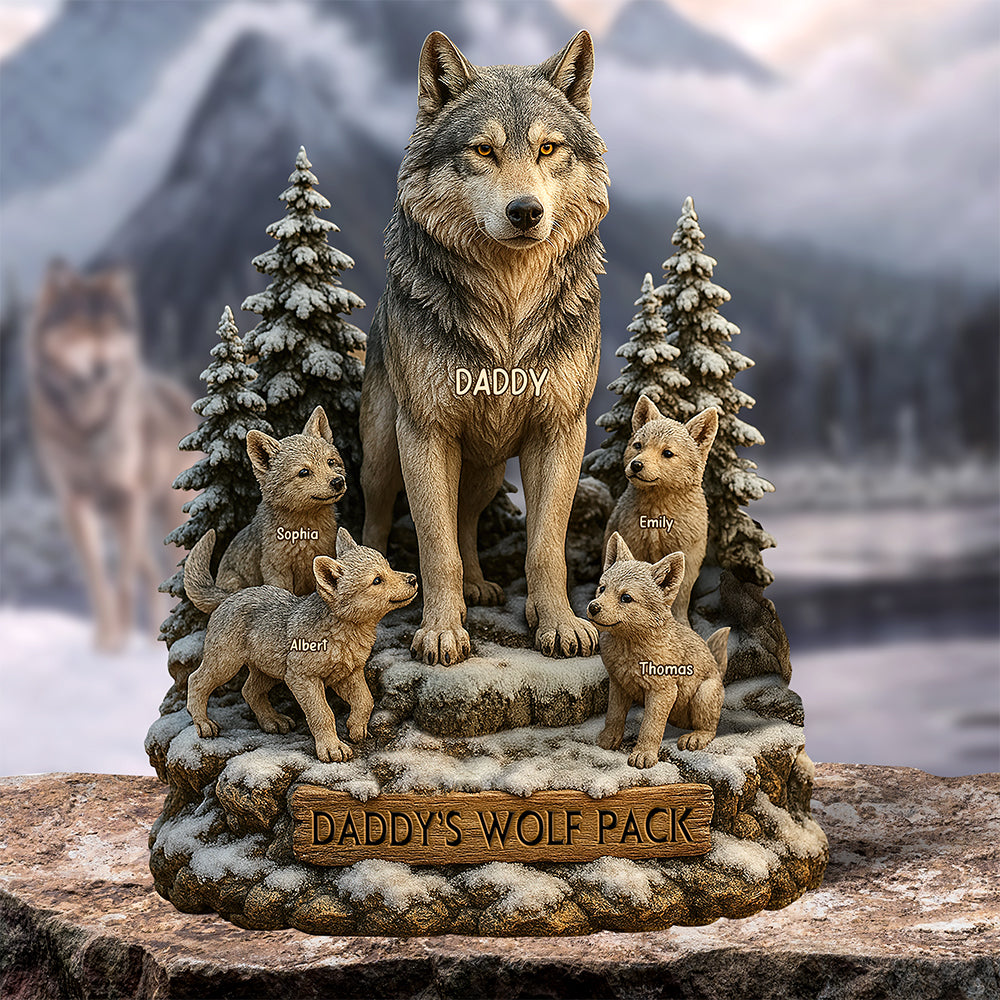 Wolf Dad Plaque - Personalized Gifts For Dad 01Xqqn160425 - Image 2