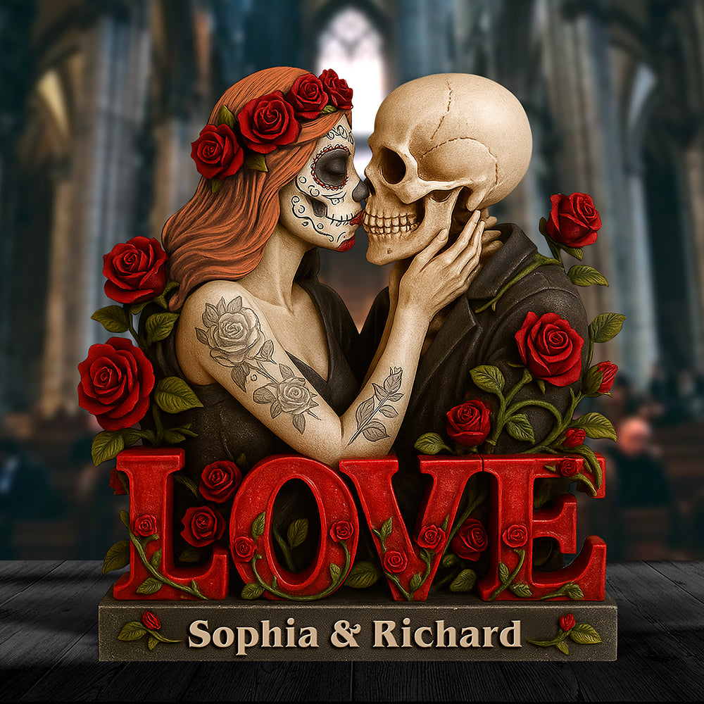 Skull Couple Acrylic Plaque - Personalized Gifts For Couple 06Naqn230525 - Image 2