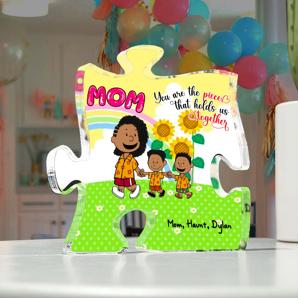 Personalized Gifts For Mom Shaped Acrylic Plaque Mom & Little Ones Holding Hand 02Xqlu200125Hh - Image 3